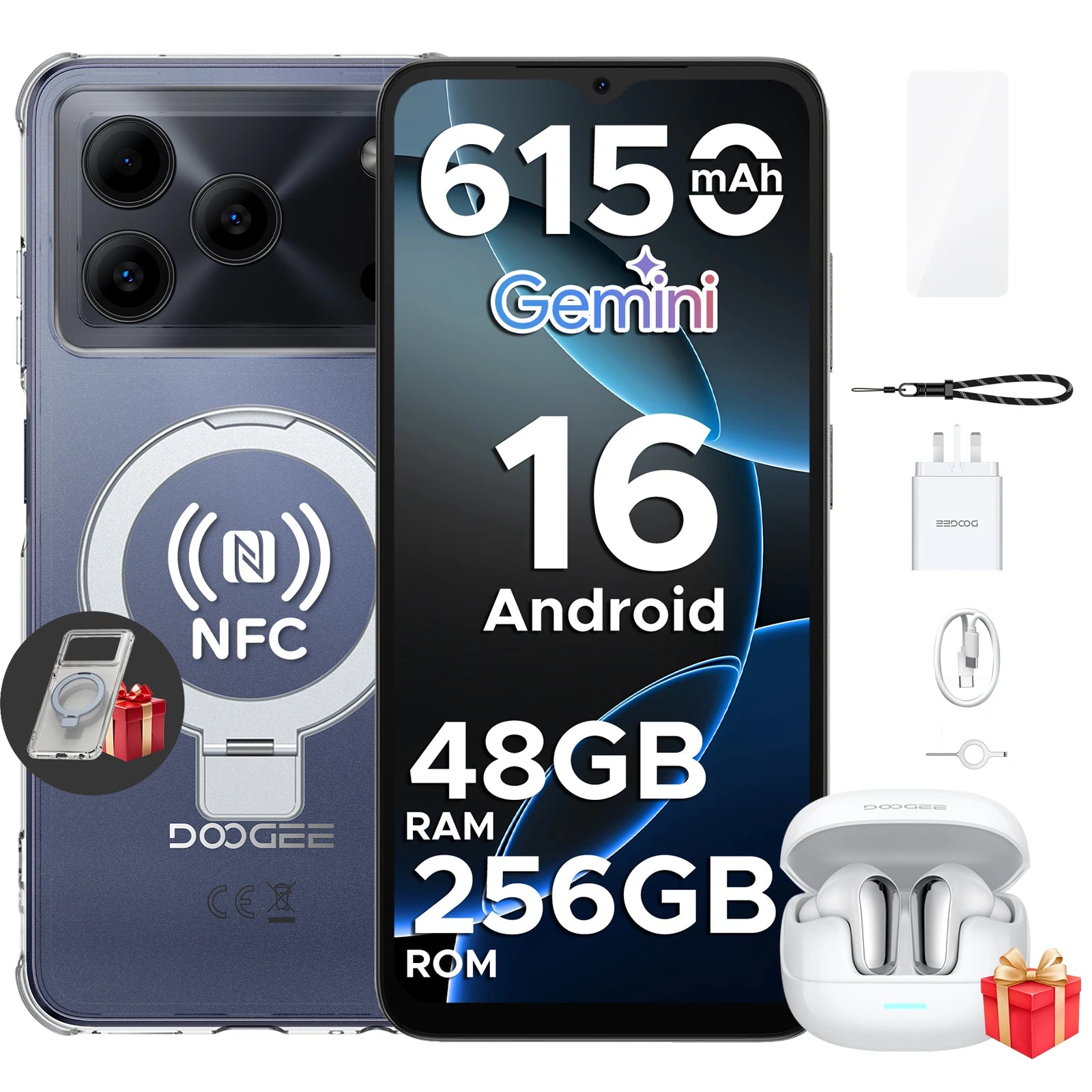 DOOGEE Note56 Plus Smartphone Android 16 Gemini AI 6,56" 90Hz 6150mAh NFC IP68 50MP – CLEVI Paris