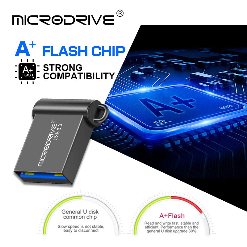 Clé USB 3.0 Mini MicroDrive 16Go 32Go 64Go 128Go Métal Argent Noir – CLEVI Paris