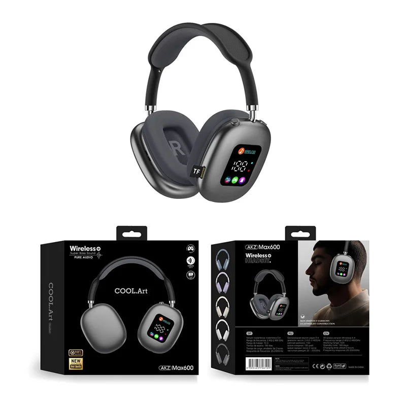 Casque Bluetooth BMAD MAX600 ANC Écran Tactile LCD 40mm BT 5.3 TF AUX Micro IA – CLEVI Paris