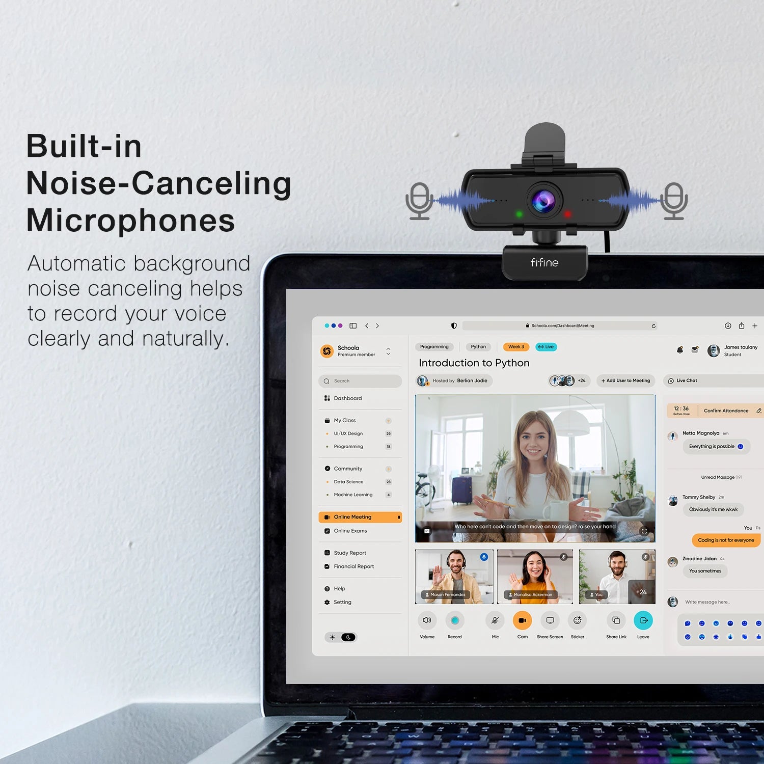 Webcam FIFINE K420 1440P Full HD – Grand Angle 108°, Micro Intégré & Trépied Inclus – CLEVI Paris