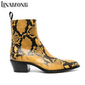 Bottines Chelsea Effet Serpent – Bout Pointu | Talon Bloc | Zip | Homme
