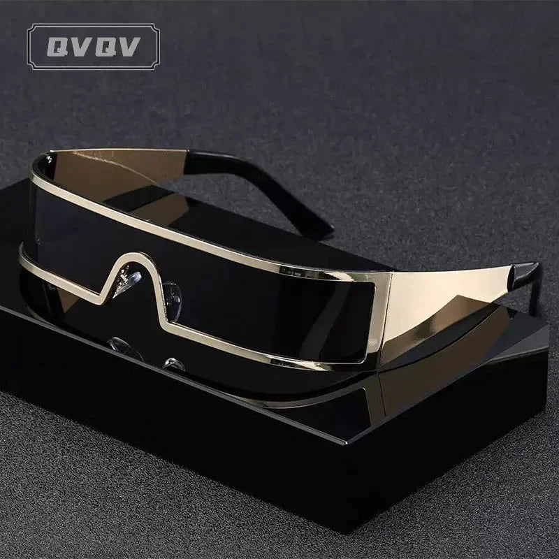 Lunettes de Soleil Steampunk QVQV – Monture Rectangulaire Y2K Unisexe