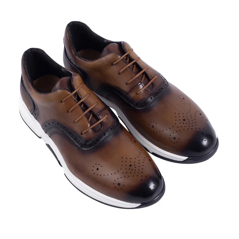 Brogue Homme Cuir Véritable Sculpté Bullock | Lacets Antidérapant 3 Coloris