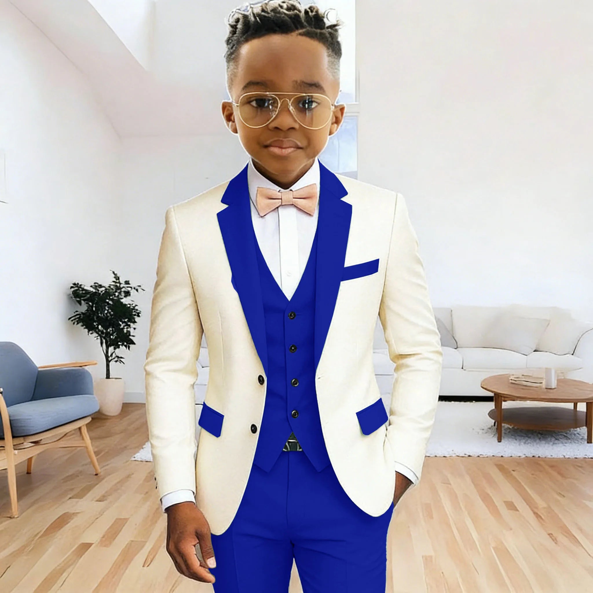 Costume 3 Pièces Garçon | Veste + Gilet + Pantalon | Mariage Cérémonie 2-16 Ans