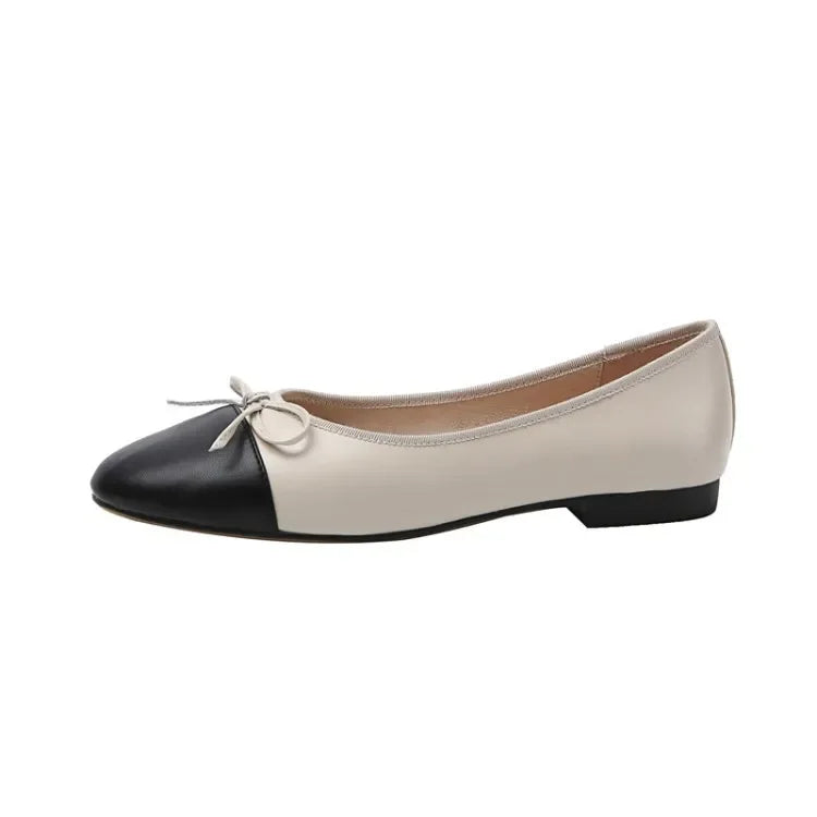 Ballerines femme en cuir à nœud et bout rond – CLEVI Paris