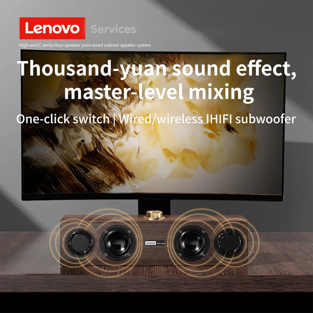 Lenovo C02 Enceinte Bureau Bois Rétro Bluetooth Filaire TV PC Mobile – CLEVI Paris