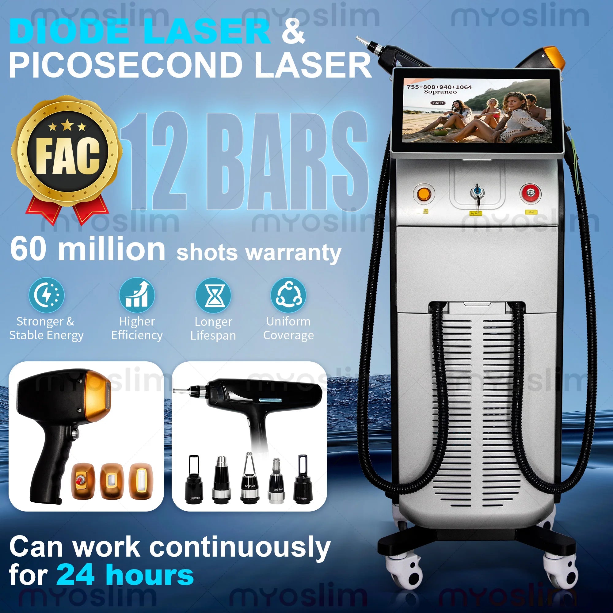 Machine Laser Diode 808nm 5000W FAC Épilation Permanente Professionnelle – CLEVI Paris