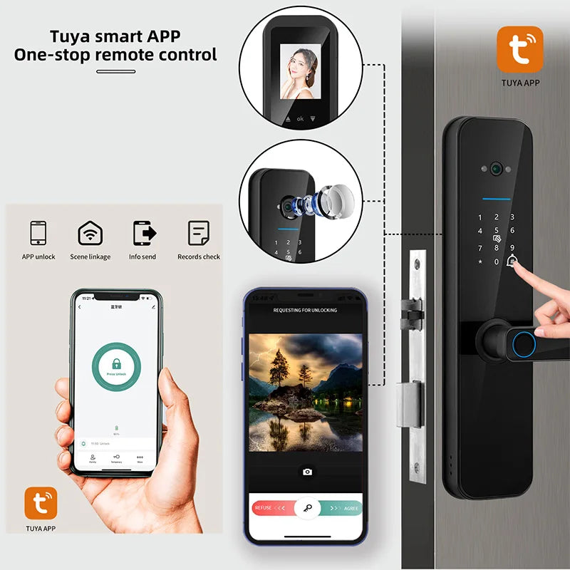 Serrure Connectée XSDTS F8 Judas HD Caméra Intercom WiFi Tuya – CLEVI Paris