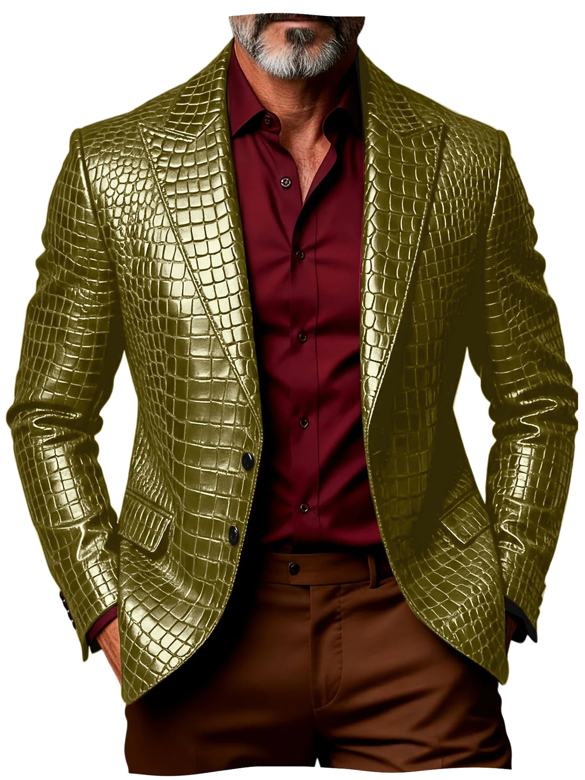Blazer homme effet croco simple boutonnage – CLEVI Paris