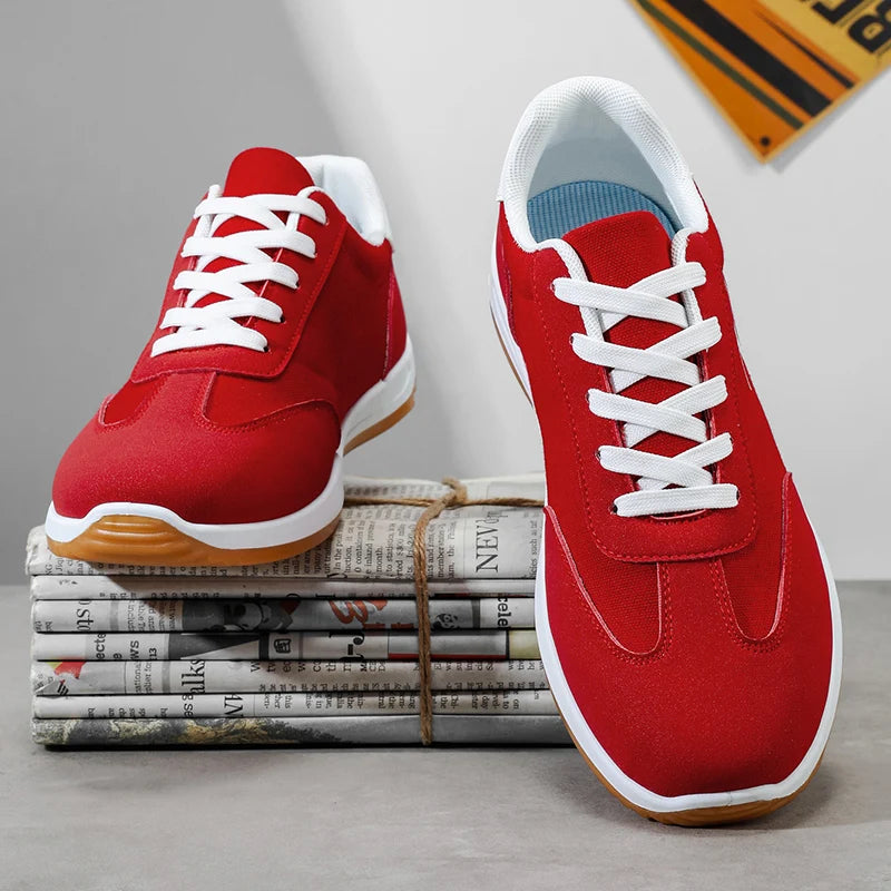 Sneakers Casual Homme – Cuir Synthétique Respirantes Semelle Souple Rouge Blanc Noir Pointures 39–46 – CLEVI Paris