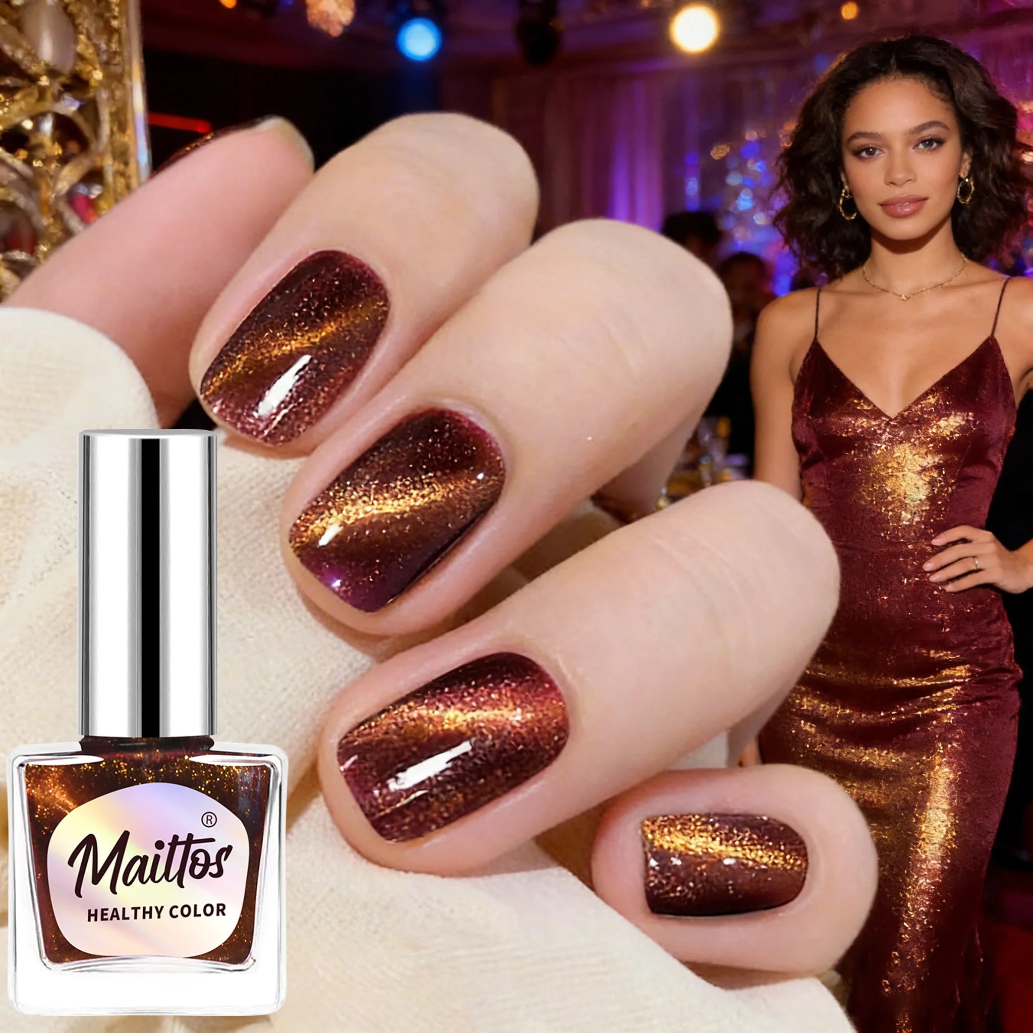 Vernis Œil de Chat WA509 Marron – Base d'Eau Sans UV & Magnétique – CLEVI Paris