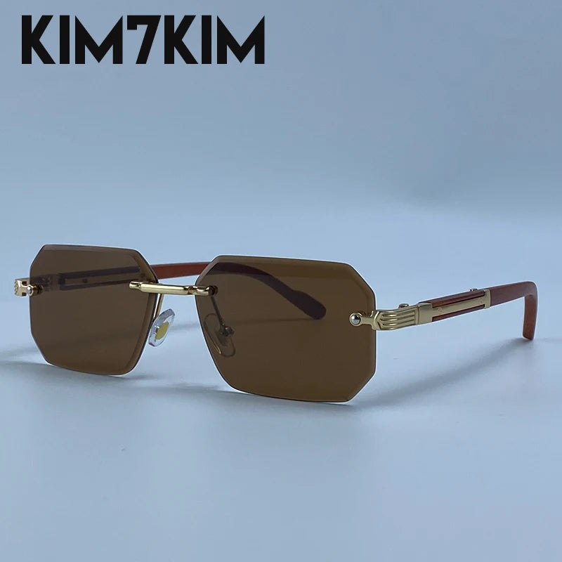 Lunettes de Soleil Sans Monture Rectangulaires Homme – Style Punk Vintage Géométrique Verres Dégradés UV400 – CLEVI Paris