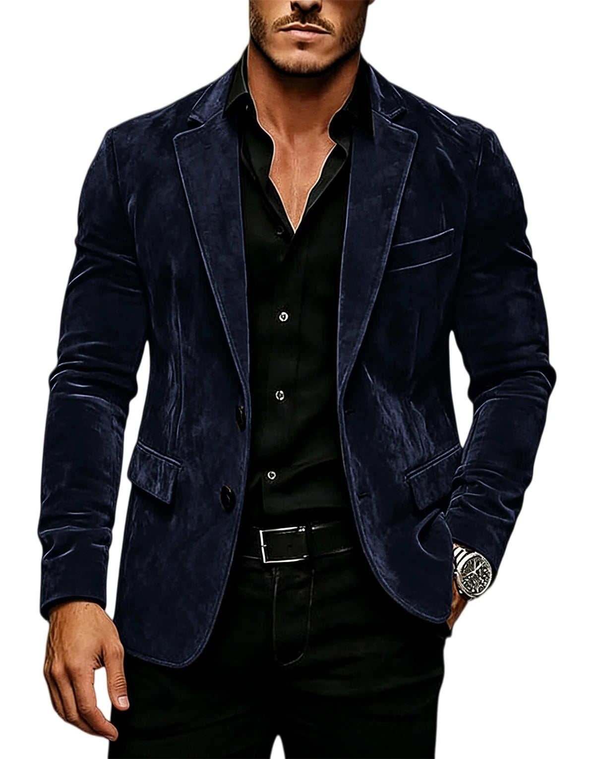 Blazer homme en velours effet suédé 2 boutons – CLEVI Paris