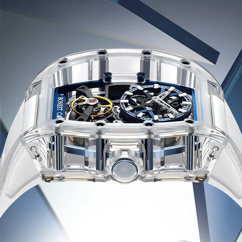 Montre Mécanique Automatique BONEST GATTI BG-9960 Squelette Tonneau Saphir – CLEVI Paris