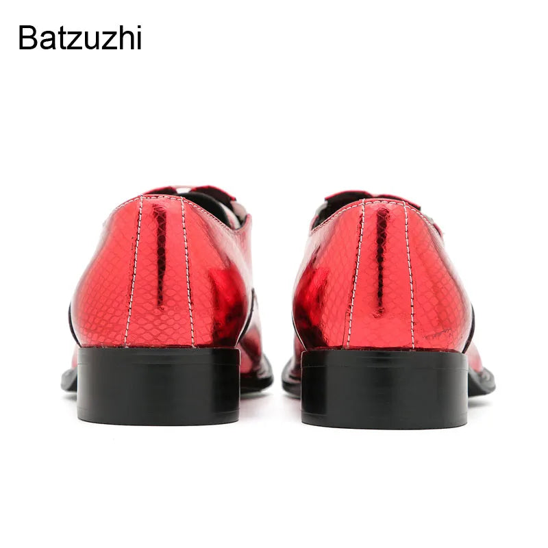 Oxford Homme Cuir Luxe Lacets Bicolore Rouge & Argenté – CLEVI Paris
