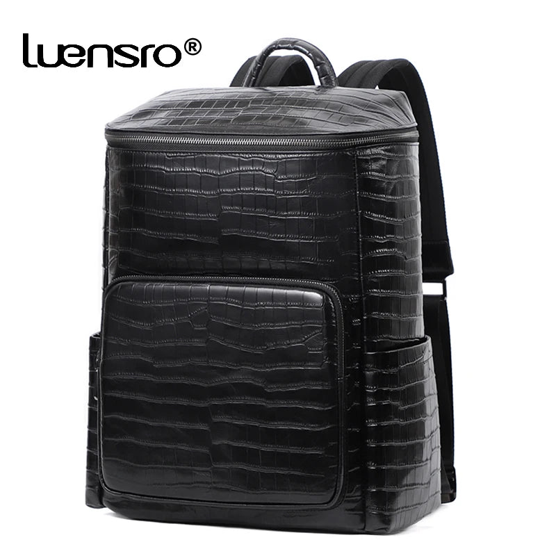 Sac à Dos Homme Cuir Vache Véritable Motif Alligator 36-55L – CLEVI Paris