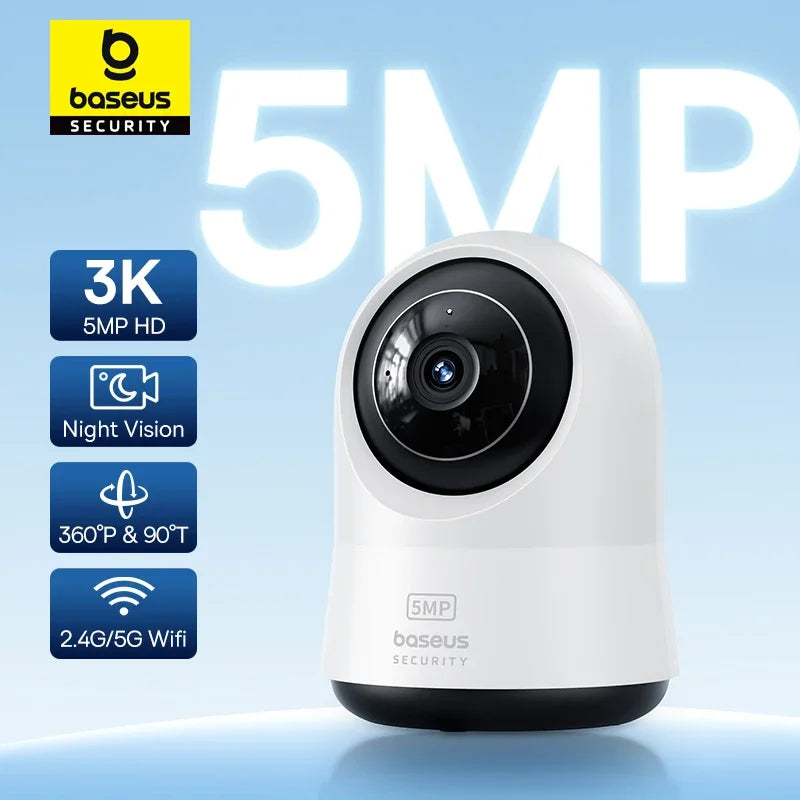 Caméra Intérieure Baseus P1 Pro 5MP 3K PTZ 360° Wi-Fi 2,4G/5G IA Alexa Google Home – CLEVI Paris