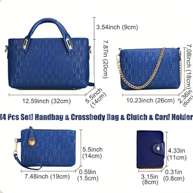 Coffret 4 Sacs Femme PU Gaufré Tote + Croisé + Portefeuille – CLEVI Paris