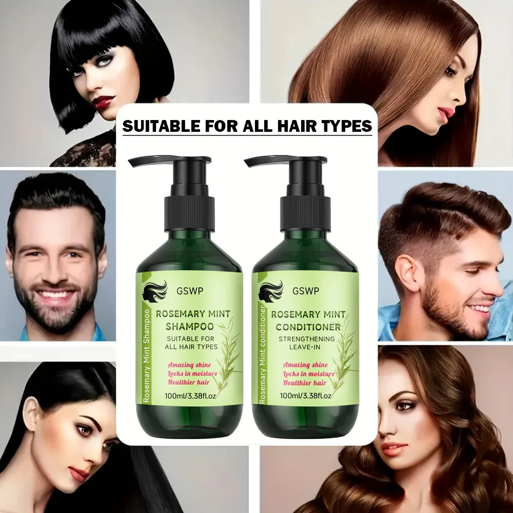 Set Shampooing & Après-Shampooing Romarin & Menthe Poivrée | Fortifiant & Hydratant 200ml – CLEVI Paris
