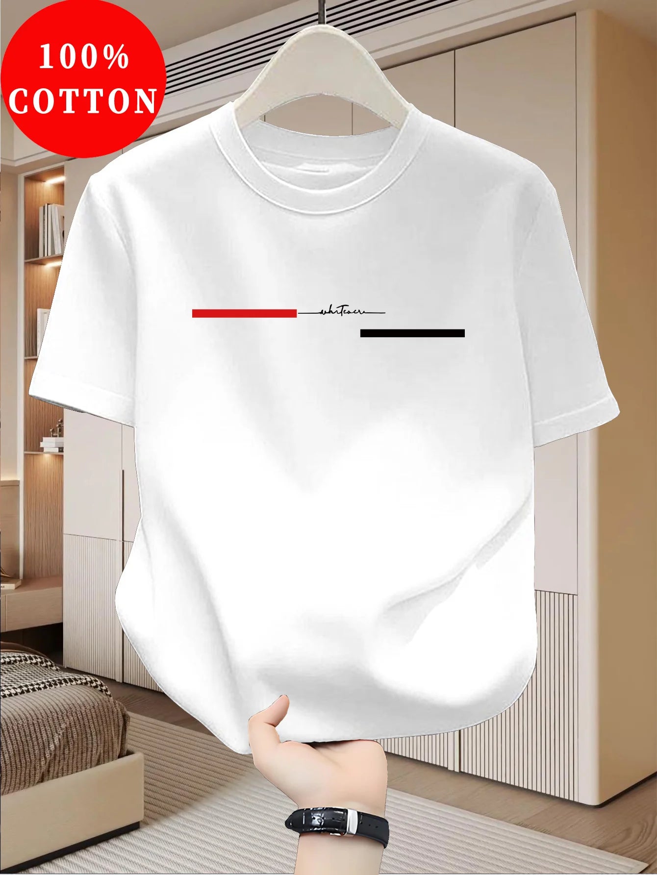 T-Shirt Homme 100% Coton Loose Col Rond Imprimé Lettres Style Américain 18 Coloris – CLEVI Paris