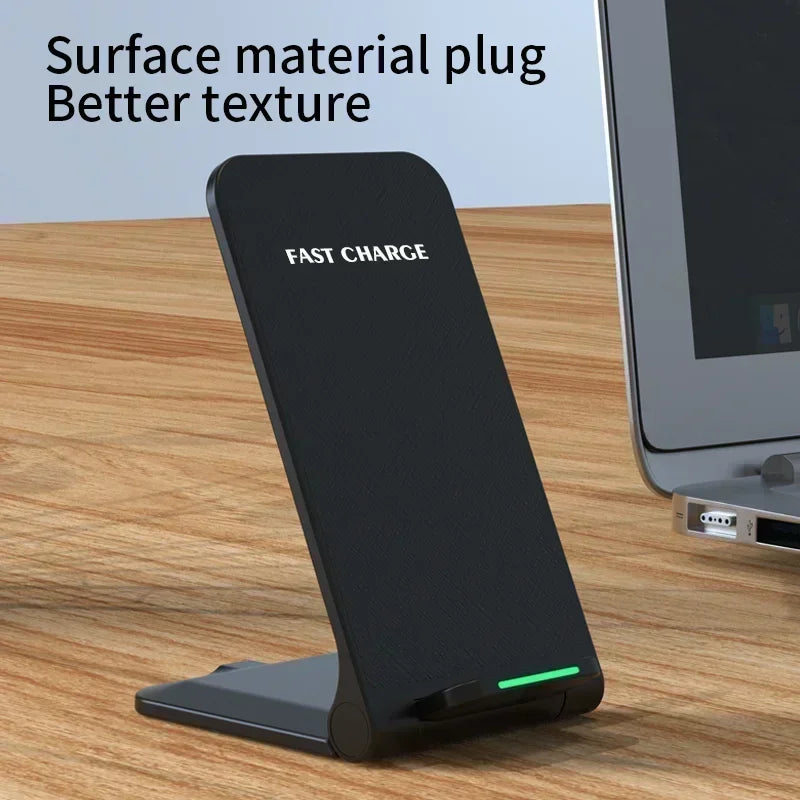 Chargeur Sans Fil Rapide 15W USB-C | Support Vertical & Horizontal, Compatible Qi, 2 Coloris – CLEVI Paris