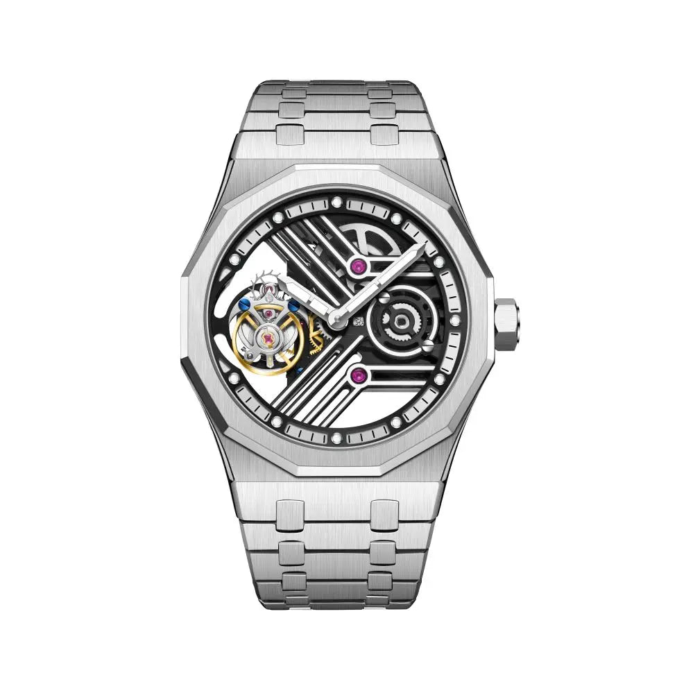AESOP 7055 Montre Homme Tourbillon Squelette Octogone Saphir Diamant – CLEVI Paris