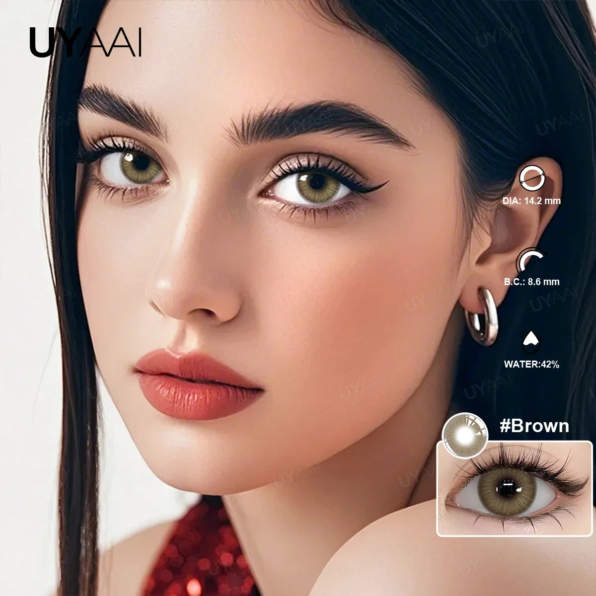 Lentilles de Contact Colorées UYAAI sans Correction – 14 Teintes, Port Annuel