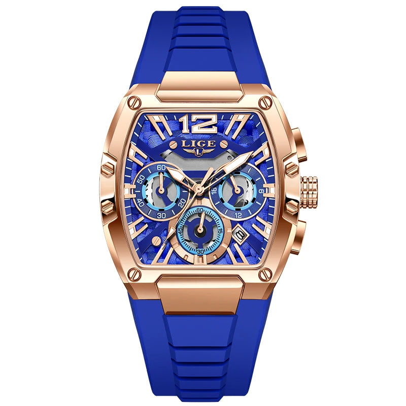 Montre Quartz Homme LIGE LG89206 – Chronographe Sport Militaire, Silicone & 6 Coloris
