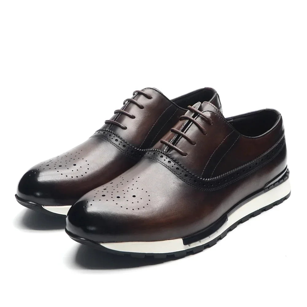 Oxford Brogue Homme Cuir Véritable Fait Main Lacets 10 Coloris Business Casual – CLEVI Paris