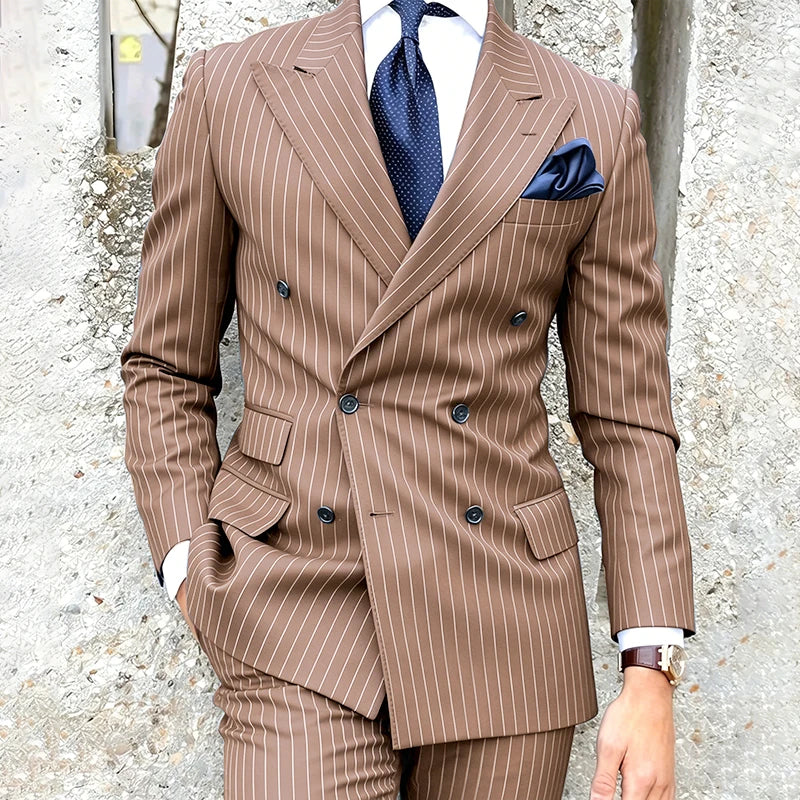 Costume 2 Pièces Homme Double Boutonnage Revers Pointu Slim Fit – CLEVI Paris
