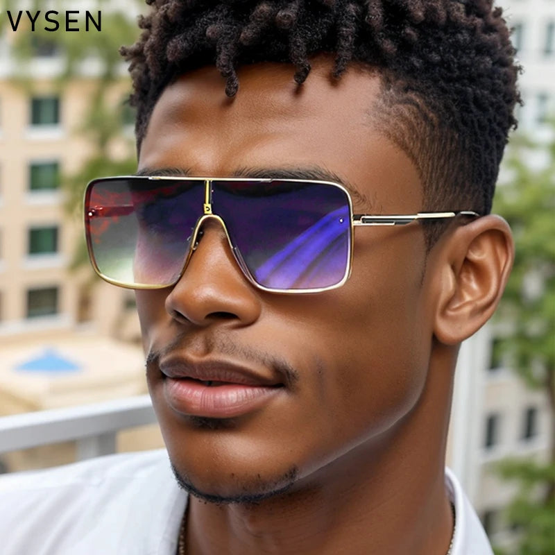Lunettes de Soleil Oversize Carrées Homme – Grande Monture Métal UV400 – CLEVI Paris