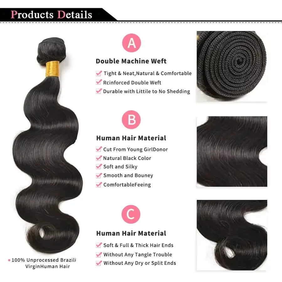 Extensions Body Wave Remy Hair Malaisien Noir Naturel – CLEVI Paris