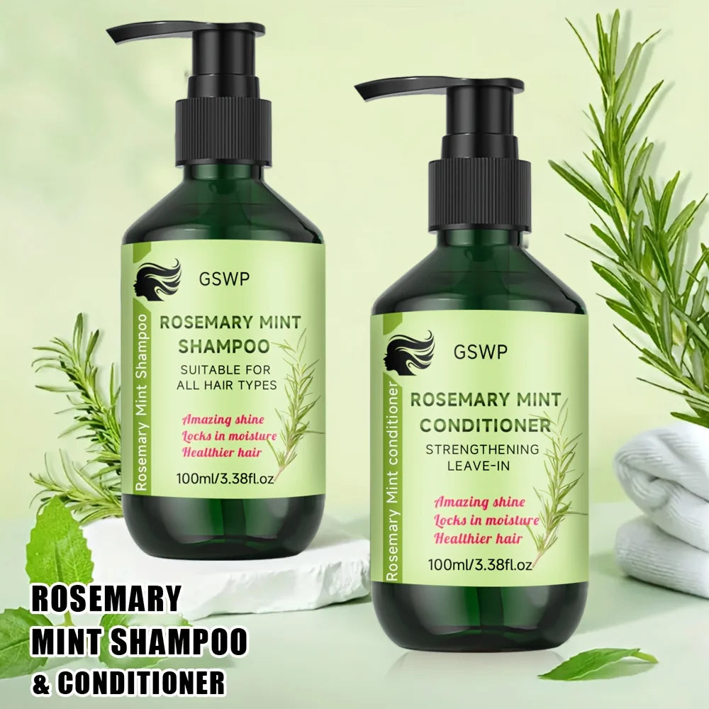 Set Shampooing & Après-Shampooing Romarin & Menthe Poivrée | Fortifiant & Hydratant 200ml – CLEVI Paris