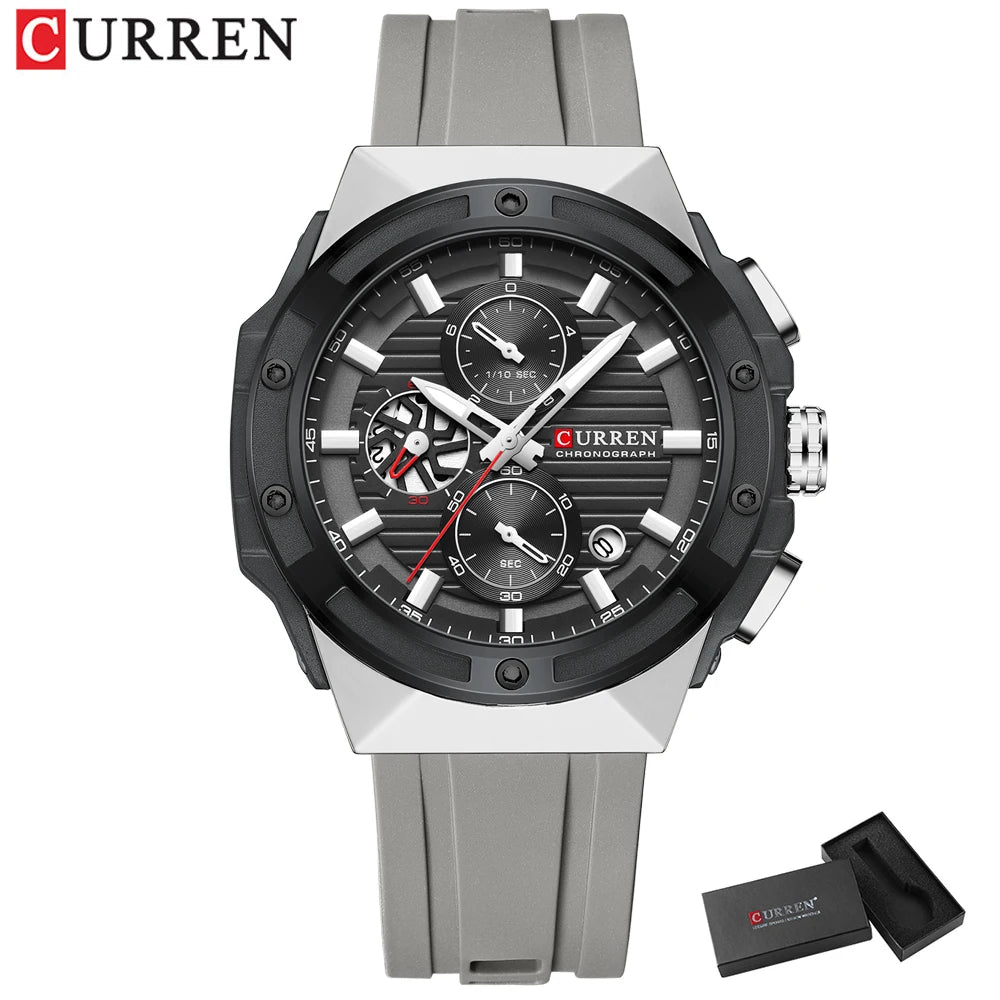 CURREN Montre Quartz Homme Chronographe Silicone Lumineux 45mm Sport – CLEVI Paris