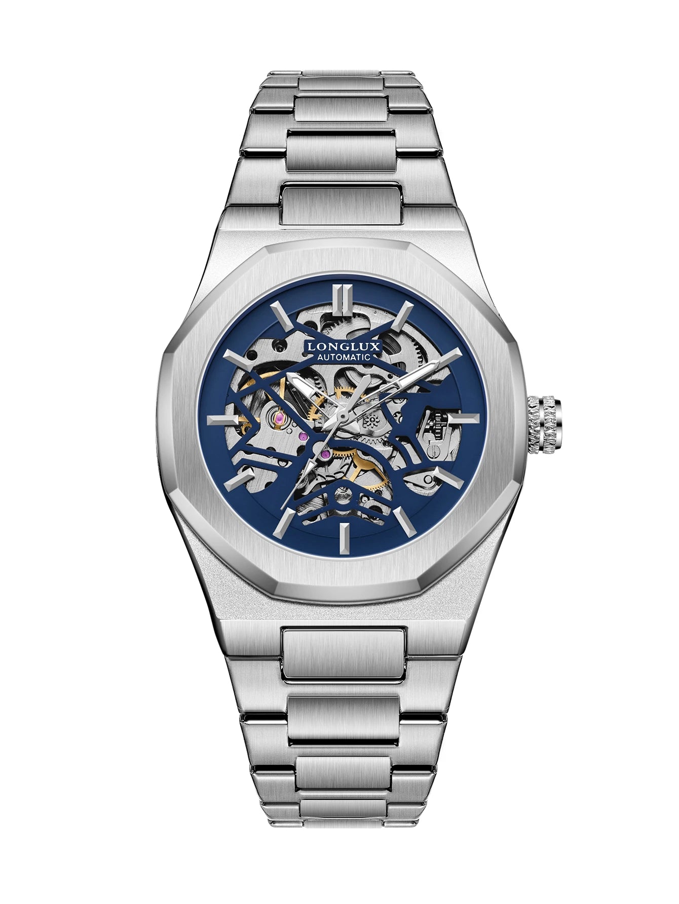 Montre Mécanique Homme LONGLUX 6269K2 – Squelette Automatique, Acier & Style Alien