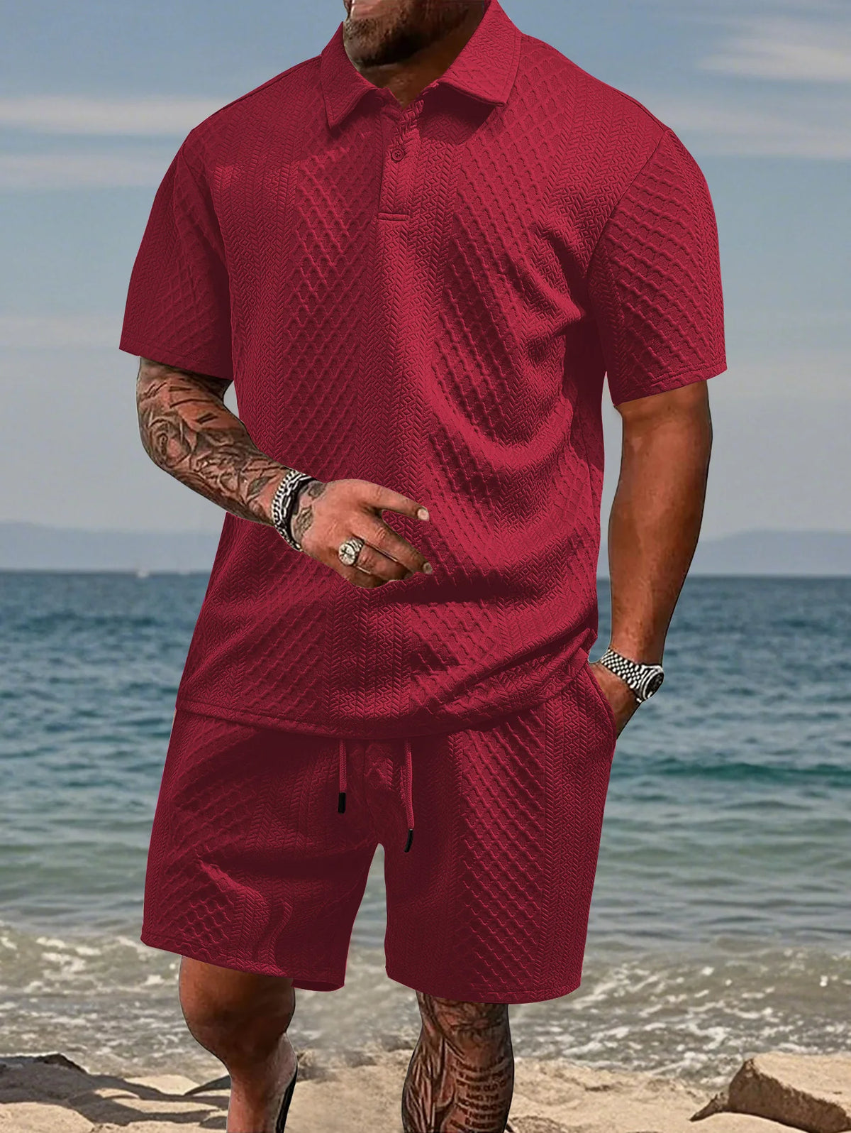 Ensemble homme polo et short de plage – CLEVI Paris
