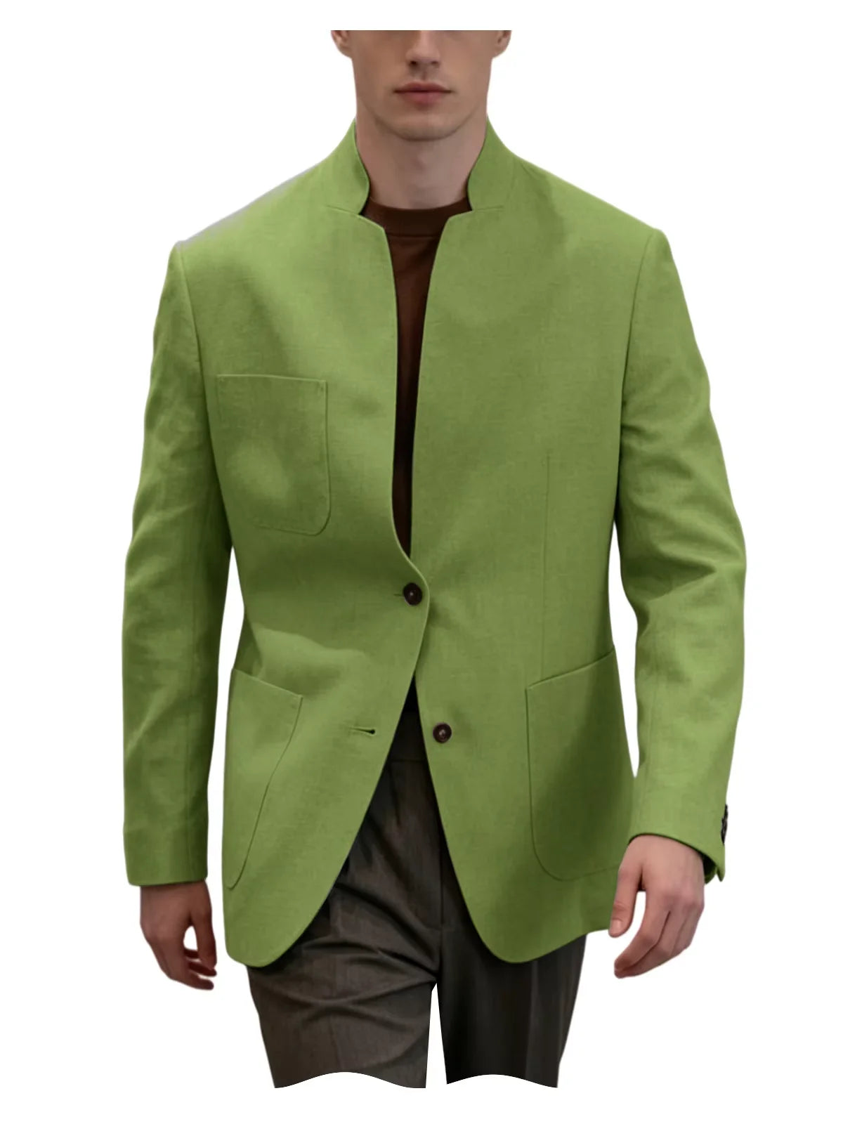 Blazer Lin Homme Col Mandarin – CLEVI Paris