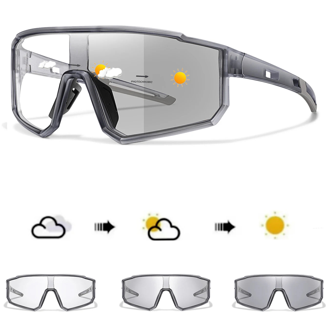 Lunettes Photochromiques Sport – Vélo VTT Running Pêche Mixte Coupe-Vent