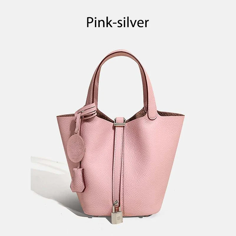 Sac Seau Femme Cuir Véritable TOGO Cadenas & Foulard Décoratif – CLEVI Paris