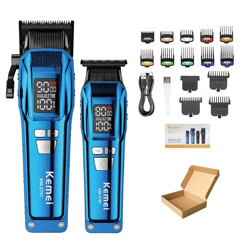 Tondeuse Électrique Rechargeable Professionnelle Kemei – Moteur Rotatif Charge Rapide 260 Min Autonomie – CLEVI Paris