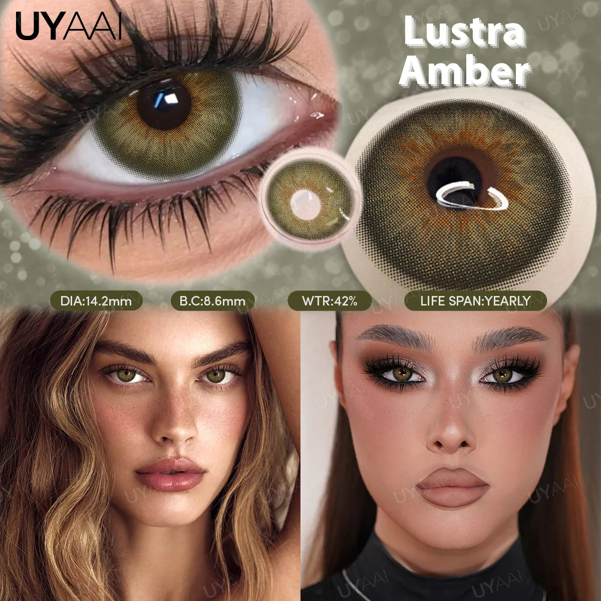 Lentilles de Contact Colorées UYAAI – Iris Réaliste, 8 Teintes, Port Annuel