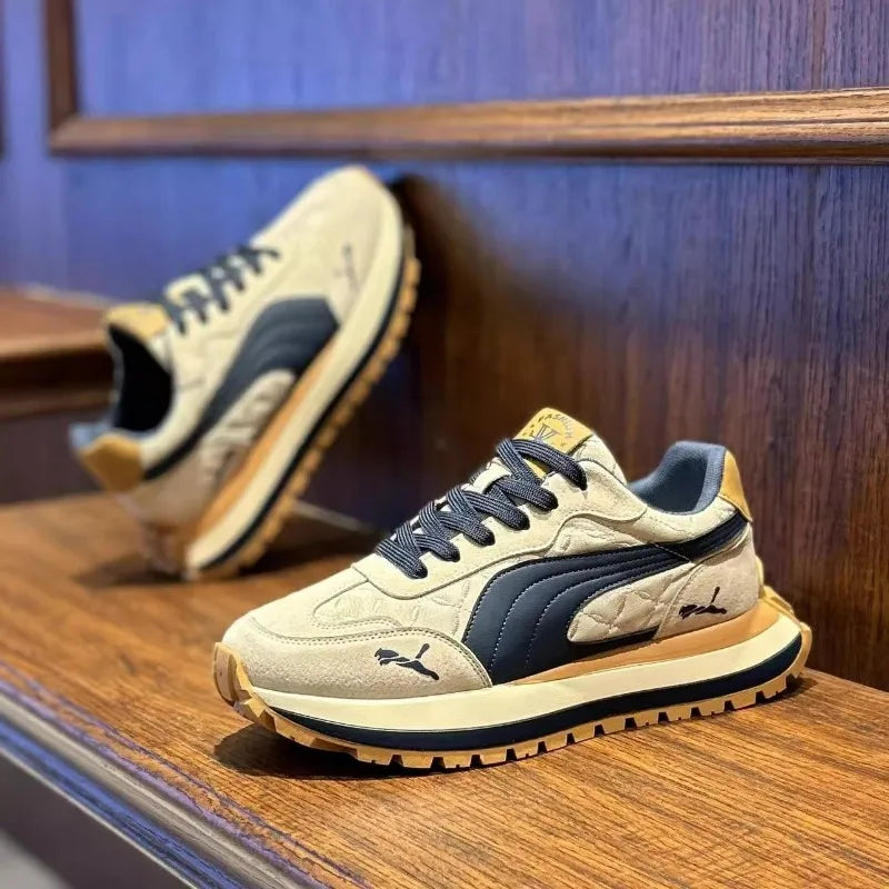 Sneakers Homme Casual Semelle Épaisse – Cuir | Respirant | Imperméable | 3 Coloris | Tailles 39-44