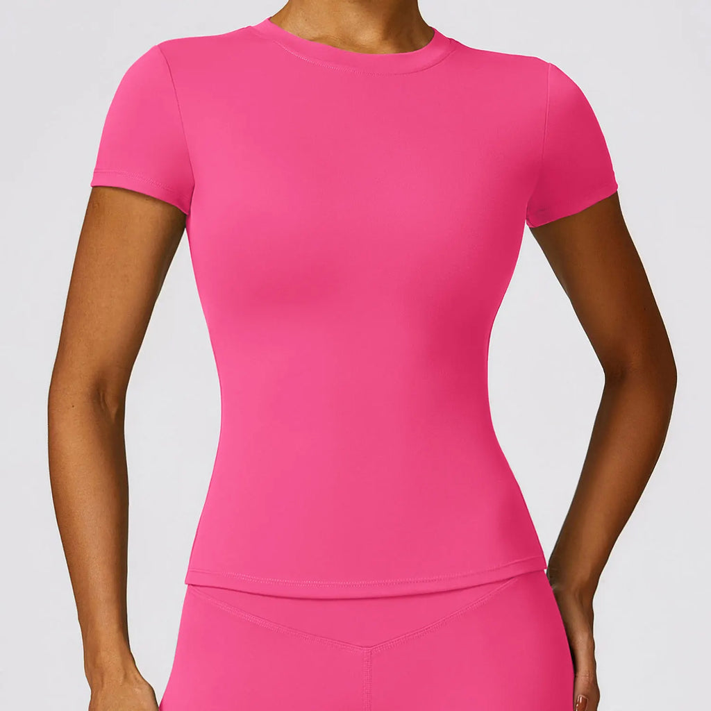 T-shirt Sport Femme Nylon | Running, Yoga & Gym, Manches Courtes Respirant, 16 Coloris – CLEVI Paris