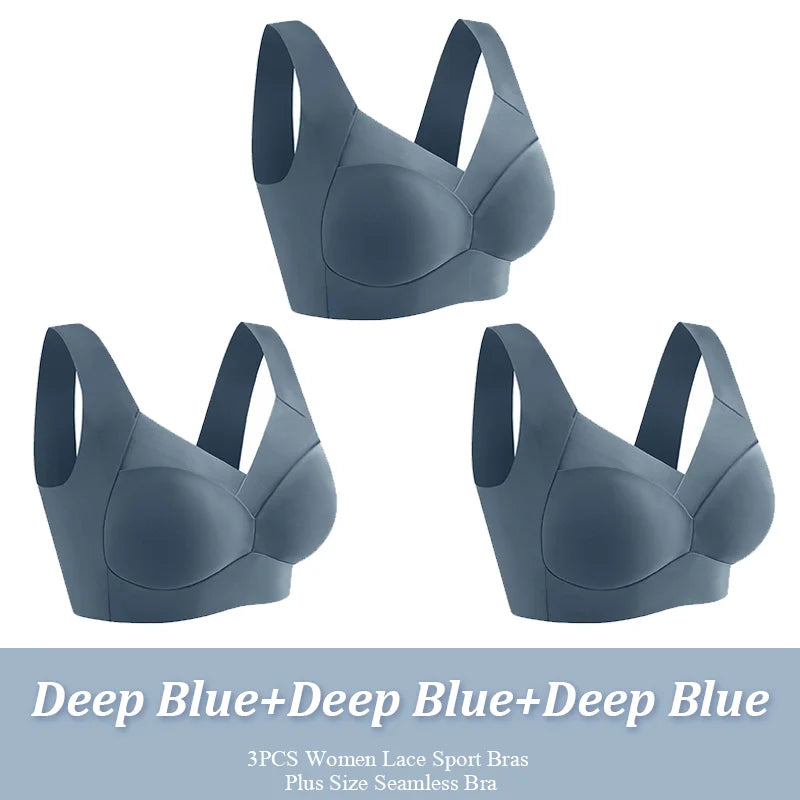 Lot de 3 Soutiens-Gorge Sport Sans Armature | Dentelle, Sans Coutures, Grande Taille – CLEVI Paris