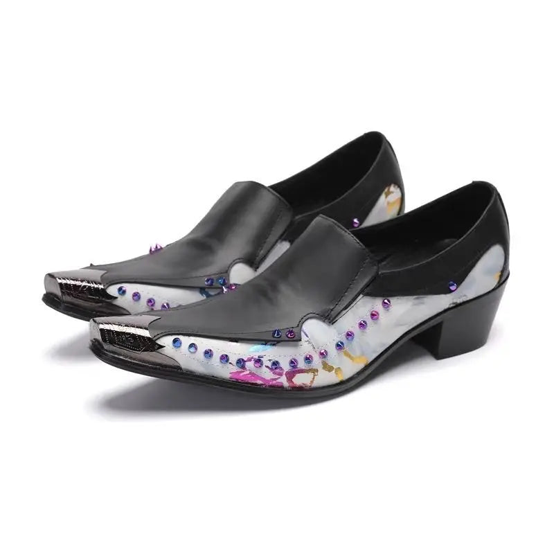 Oxford Homme Cuir Vache Bout Pointu Imprimé Serpent Slip-On Plateforme Rehaussant EU 36-49 – CLEVI Paris
