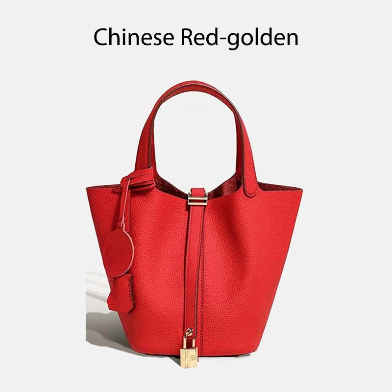 Sac Seau Femme Cuir Véritable TOGO Cadenas & Foulard Décoratif – CLEVI Paris