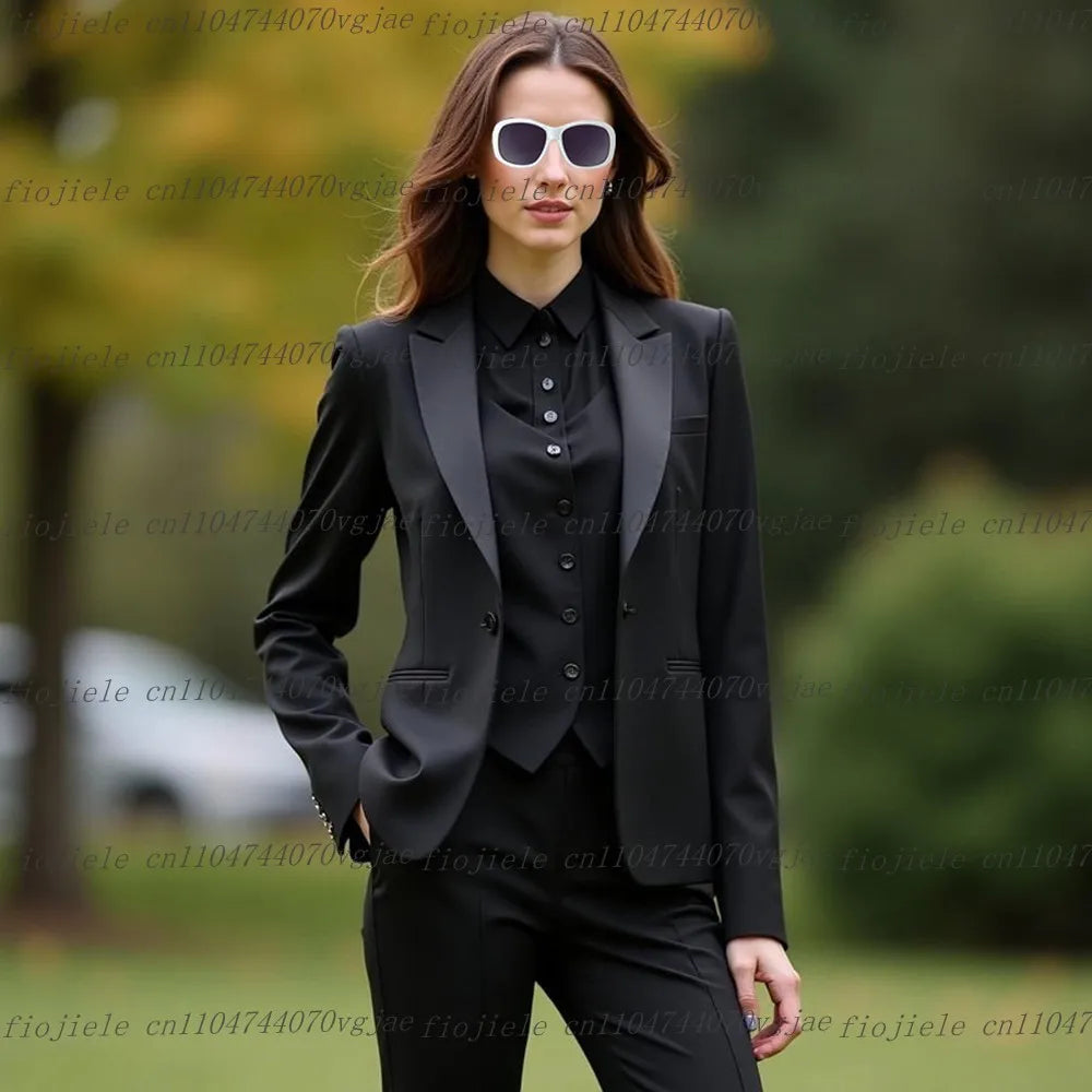 Costume 3 Pièces Femme – Blazer + Gilet + Pantalon | 25 Coloris | Business, Mariage & Cérémonie | S-4XL