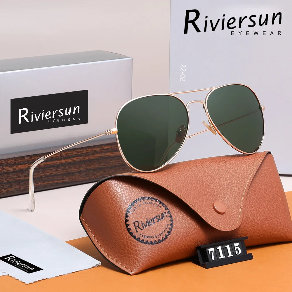 Lunettes de Soleil Aviateur Polarisées Unisexe RIVIERSUN – Monture Alliage Miroir UV400 – CLEVI Paris