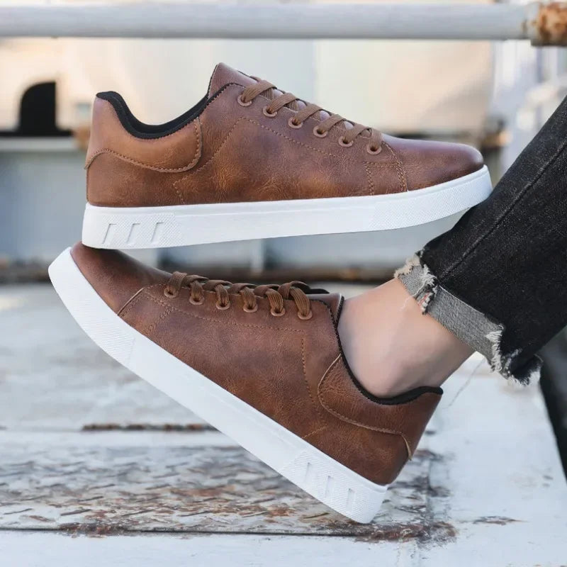 Mocassin Casual Homme Style Britannique – Cuir Synthétique, Lacets