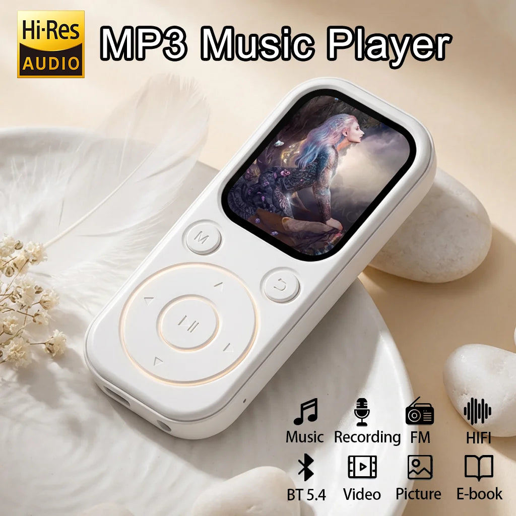 Lecteur MP3 Slim 1,8" Bluetooth 5.4 – Walkman Portable, Radio FM, Enregistreur, Lecture E-Book – CLEVI Paris
